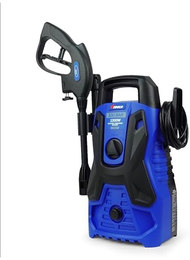 VTOOLS 100 Bar Electric Pressure Washer With 5 Meter Hose And Soap Dispenser 1300 Watt Auto Stop And Self Priming Mode For Car Home And Garden Blue Vt1508 - Image 2