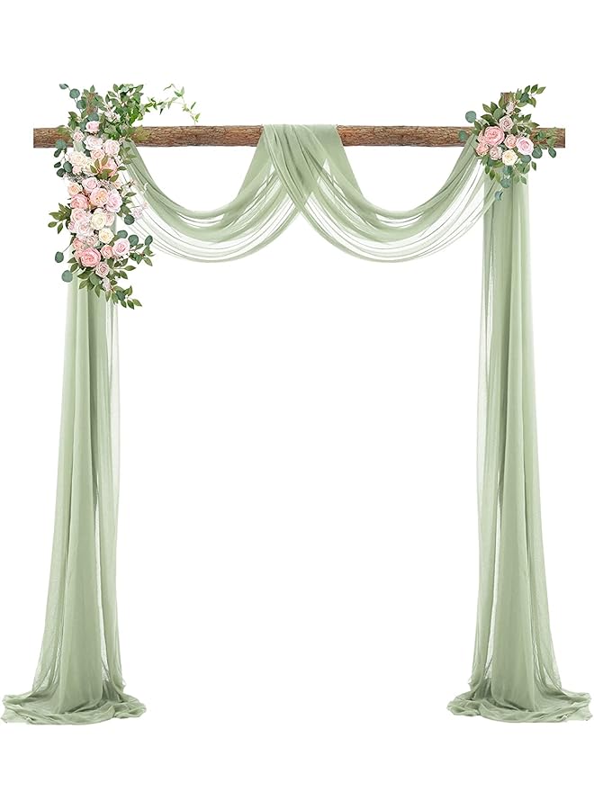 The Bros قماش تزيين قوس الزفاف، لوحة واحدة 29.5" × 19 قدم ستارة خلفية بيضاء شفافة لتزيين السقف في الحفل (أخضر) - Image 1