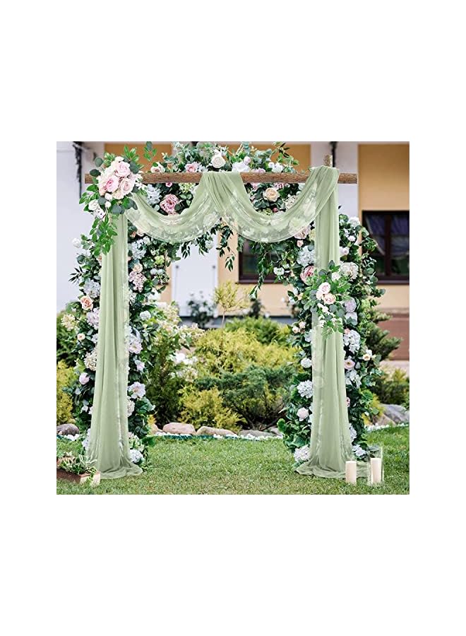 The Bros قماش تزيين قوس الزفاف، لوحة واحدة 29.5" × 19 قدم ستارة خلفية بيضاء شفافة لتزيين السقف في الحفل (أخضر) - Image 4