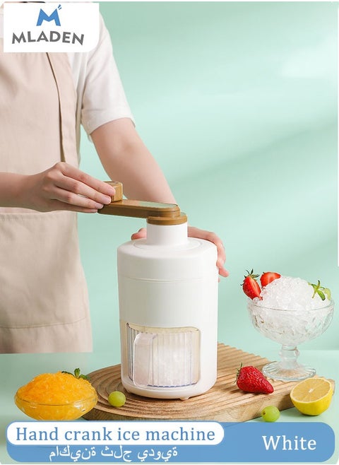 Manual Ice Crushers Machine Diy Crushed Ice Maker Premium Portable Snow Cone Machine Ice Planer With Ice Mold And Transparent Ice Bowl (White）
