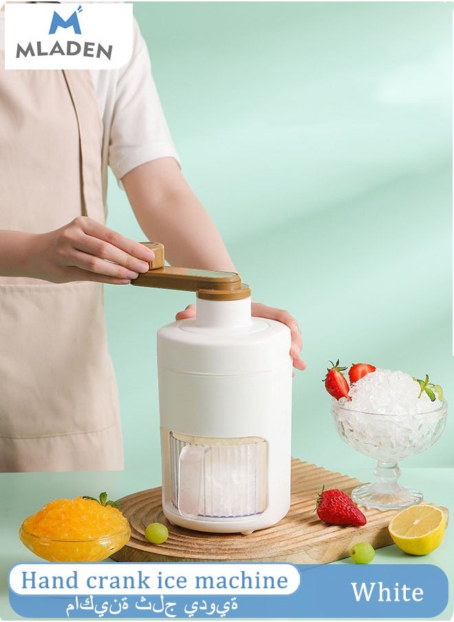 MLADEN - Manual Ice Crushers Machine Diy Crushed Ice Maker Premium Portable Snow Cone Machine Ice Planer With Ice Mold And Transparent Ice Bowl (White） - Image 1