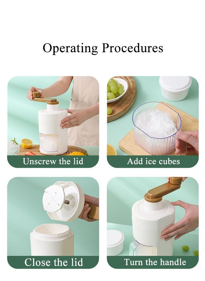 MLADEN - Manual Ice Crushers Machine Diy Crushed Ice Maker Premium Portable Snow Cone Machine Ice Planer With Ice Mold And Transparent Ice Bowl (White） - Image 1