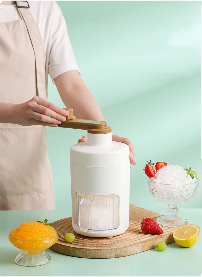 MLADEN - Manual Ice Crushers Machine Diy Crushed Ice Maker Premium Portable Snow Cone Machine Ice Planer With Ice Mold And Transparent Ice Bowl (White） - Image 1