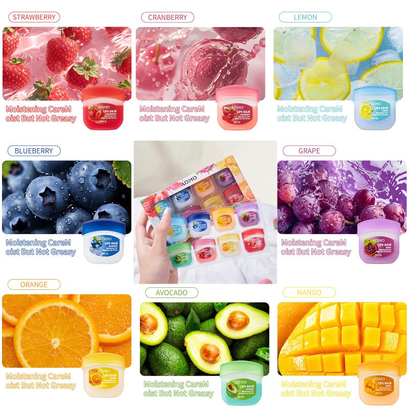 ADMD 8-Pack Fruit Flavor Lip Balm Set, Mini Lip Mask for Daily Moisture & Overnight Care Helps Soothe Dry Lips - Image 5