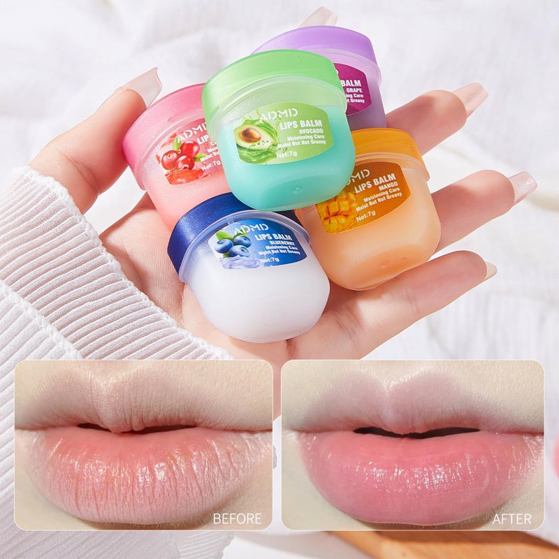 ADMD 8-Pack Fruit Flavor Lip Balm Set, Mini Lip Mask for Daily Moisture & Overnight Care Helps Soothe Dry Lips - Image 4
