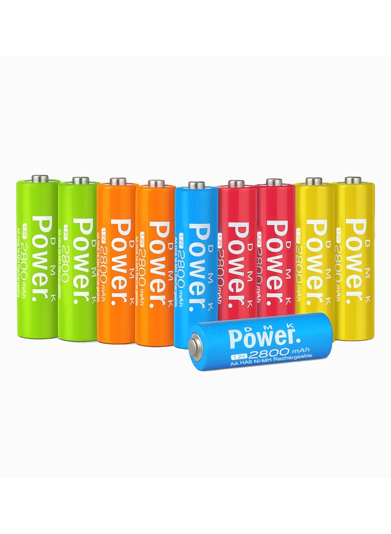 DMK Power  Rechargeable AA Battery Mixed color High Capacity 2800mAh 1.2V NiMH Low Self Discharge (10Pcs) - Image 1