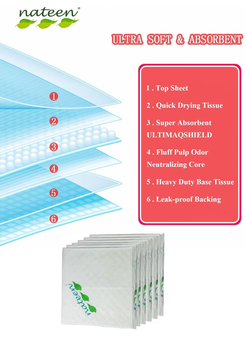 nateen - Super Absorbent Underpad Mati Plus Disposable Bed Pads For Incontinence High Absorbency Mats Anti Odor System Hypoallergenic 10 Count Pack - Image 1
