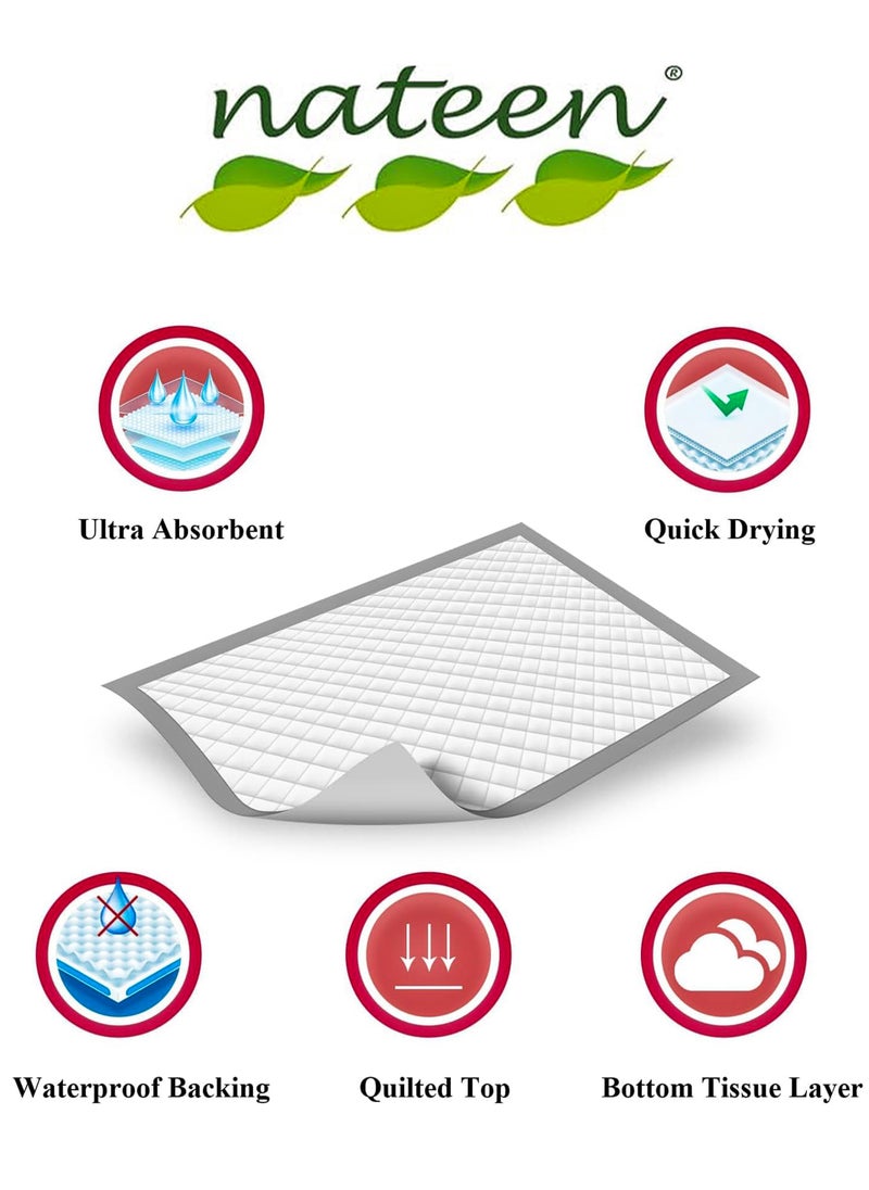 nateen - Super Absorbent Underpad Mati Plus Disposable Bed Pads For Incontinence High Absorbency Mats Anti Odor System Hypoallergenic 10 Count Pack - Image 1