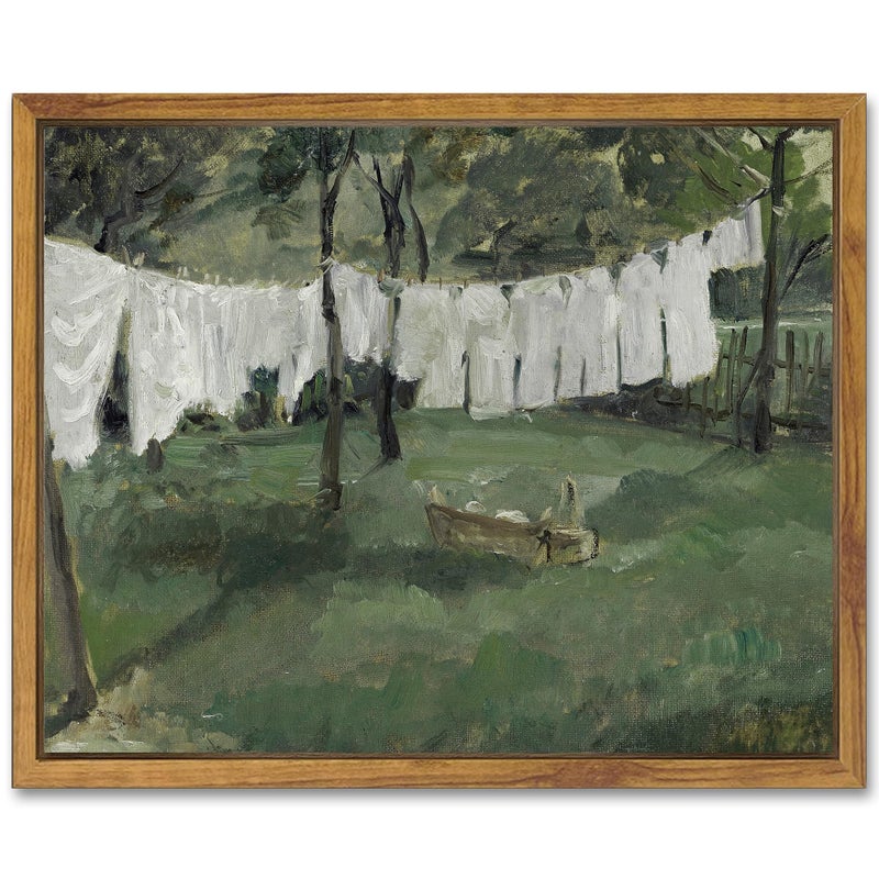SHENIFY 8x10in Laundry Room Vintage Framed Canvas Wall Art Decor - Natural Framed - Image 1