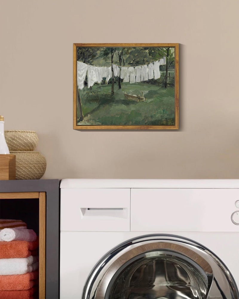 SHENIFY 8x10in Laundry Room Vintage Framed Canvas Wall Art Decor - Natural Framed - Image 4