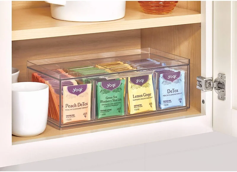 Quesera  BPA-Free Plastic Stackable Tea Organizer Drawer with Lid  | Best Price UAE