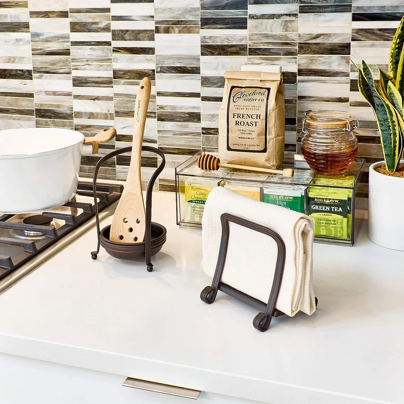 كويزيرا BPA-Free Plastic Stackable Tea Organizer Drawer with Lid