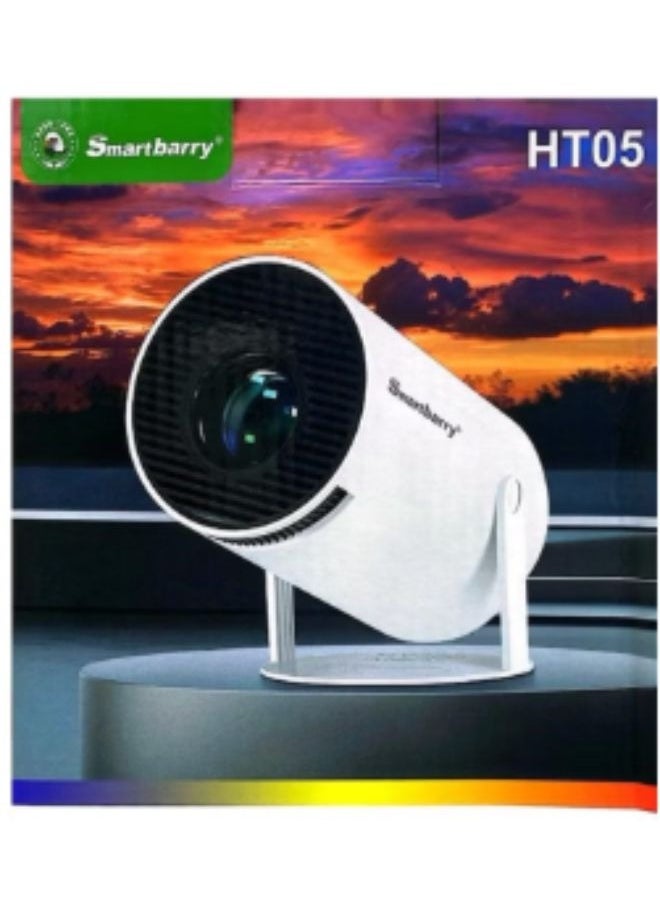 Smartberry - Smartbarry HT05 4K 1080P Mini Projector with WiFi & Bluetooth Portable Premium Android OS Projector, 210° Rotatable Stand, 8000+ Built-in Apps, Dust Removal & Heat Dissipation Design for Home Theater, Office, Gaming and Business - Image 1