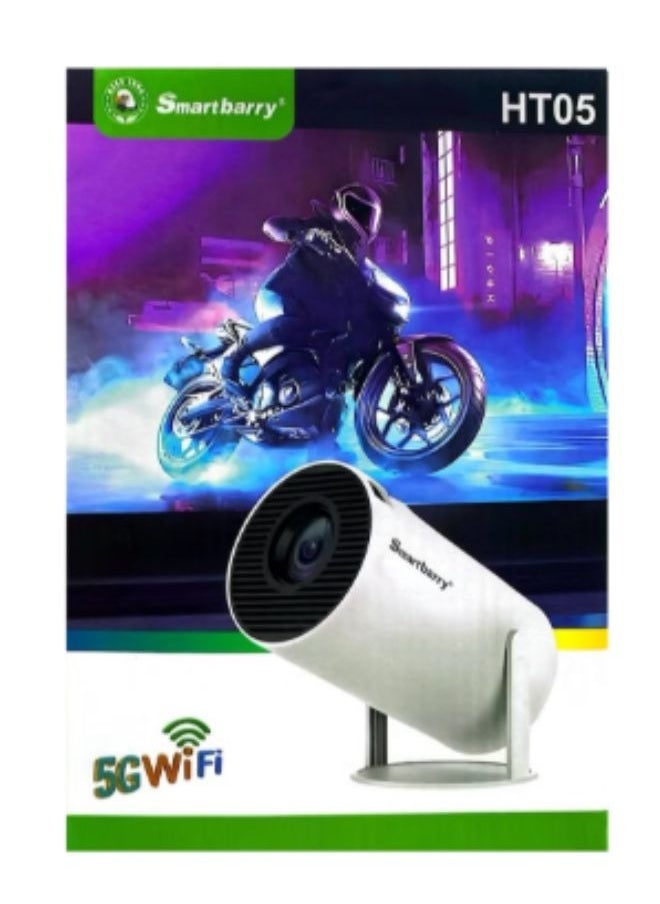 Smartberry - Smartbarry HT05 4K 1080P Mini Projector with WiFi & Bluetooth Portable Premium Android OS Projector, 210° Rotatable Stand, 8000+ Built-in Apps, Dust Removal & Heat Dissipation Design for Home Theater, Office, Gaming and Business - Image 1