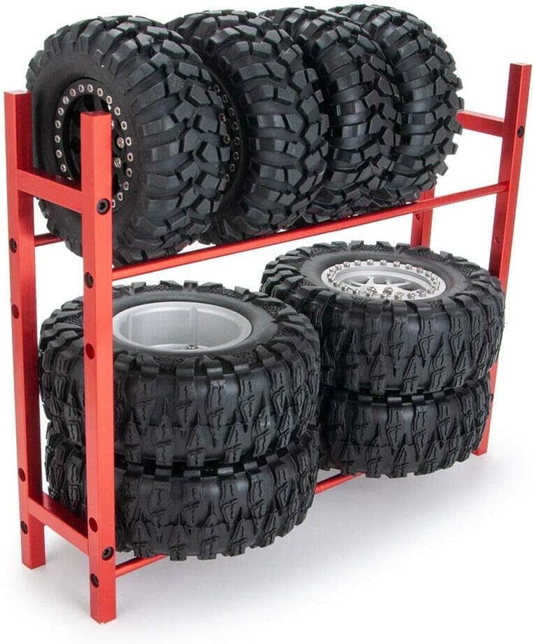 Benedict Harry RC Car Alloy Tire Rack/ Wheel Rack for 1.9'' 2.2" Tire Wheel Rim SCX10 D90 CC01 TRX4 RC Crawler (Red) - Image 5