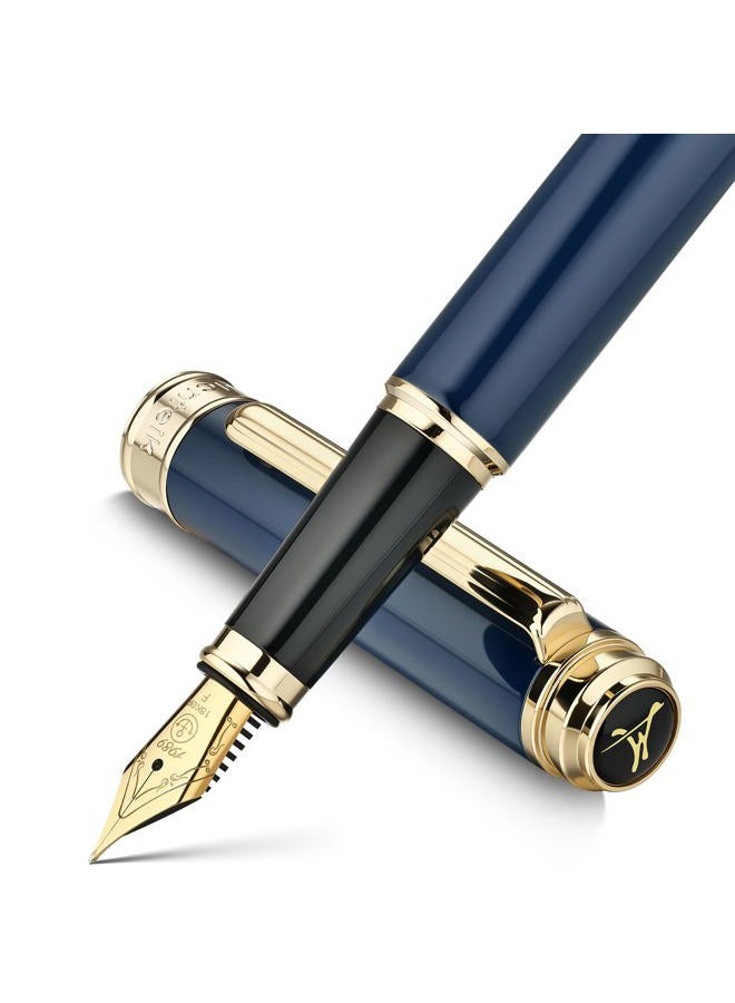 MCNTEIK 317 Fountain Pen,Stunning Luxury Piano Lacquer,18K Gilded Nib(Fine),Gorgeous 24K Gold Finish, Ink Converter,Best Gift for Men&Women-Elegant,Executive,Nice Pens for Writing, BU-F - Image 1