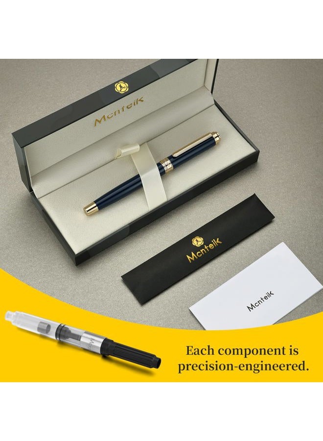 MCNTEIK 317 Fountain Pen,Stunning Luxury Piano Lacquer,18K Gilded Nib(Fine),Gorgeous 24K Gold Finish, Ink Converter,Best Gift for Men&Women-Elegant,Executive,Nice Pens for Writing, BU-F - Image 2