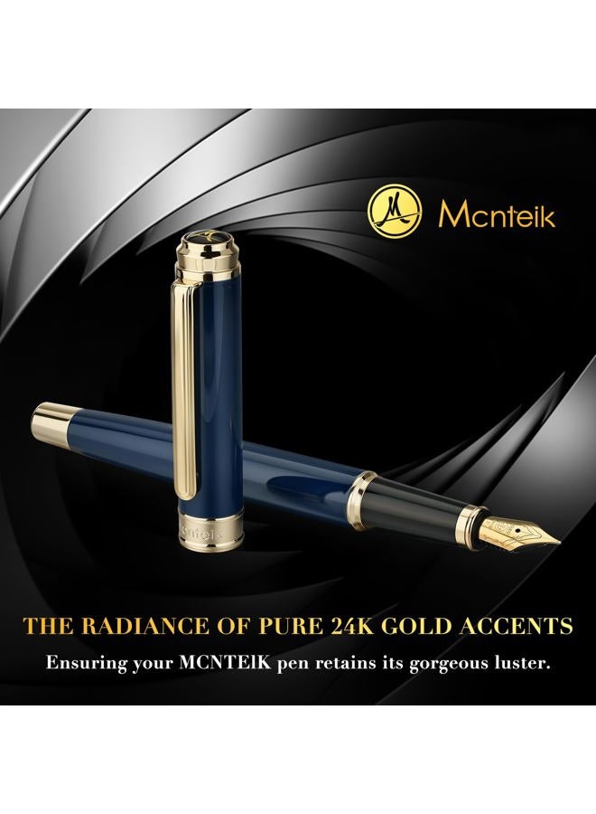 MCNTEIK 317 Fountain Pen,Stunning Luxury Piano Lacquer,18K Gilded Nib(Fine),Gorgeous 24K Gold Finish, Ink Converter,Best Gift for Men&Women-Elegant,Executive,Nice Pens for Writing, BU-F - Image 3