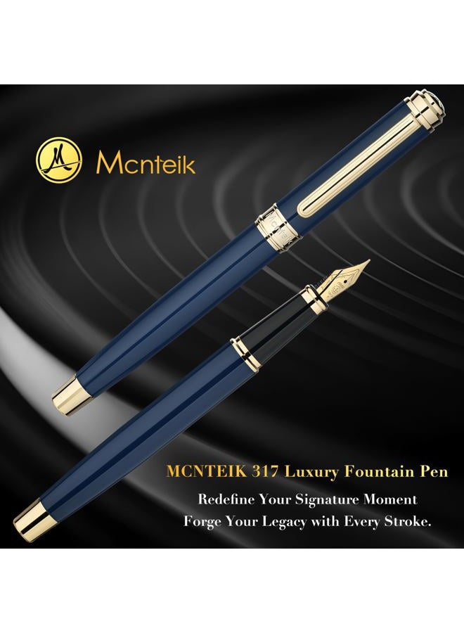 MCNTEIK 317 Fountain Pen,Stunning Luxury Piano Lacquer,18K Gilded Nib(Fine),Gorgeous 24K Gold Finish, Ink Converter,Best Gift for Men&Women-Elegant,Executive,Nice Pens for Writing, BU-F - Image 4