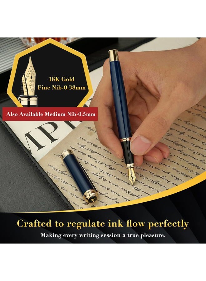 MCNTEIK 317 Fountain Pen,Stunning Luxury Piano Lacquer,18K Gilded Nib(Fine),Gorgeous 24K Gold Finish, Ink Converter,Best Gift for Men&Women-Elegant,Executive,Nice Pens for Writing, BU-F - Image 5