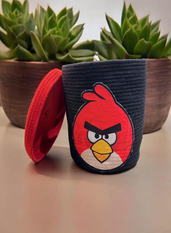 DOLCE CASA Kids Lid Basket with Beautiful Characters Rope Storage Basket for Baby Diaper Animal Storage Bin Rope Basket for Kids Toy Baby Laundry Basket with lid (Angry Bird) - Image 5