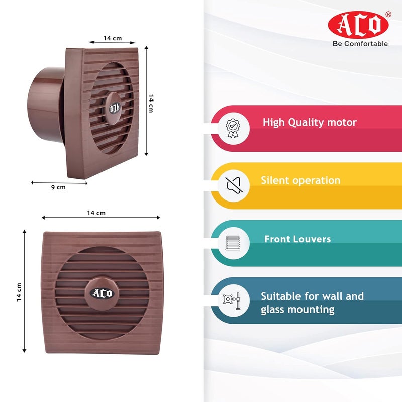 ACO Ventilating Exhaust Fan 10AP for Home Bathroom and Kitchen 100mm 100 Copper Motor Brown - Image 5