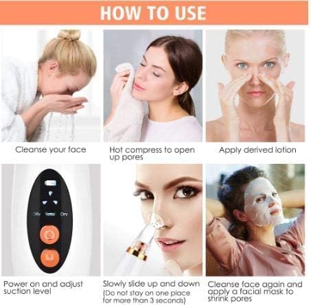 RIVUGJA 6in1 MultiFunction Blackhead and Whitehead Remover Device Electric Pore Vacuum Cleaner USB Rechargeable Acne Pimple Extractor Facial Cleansing Tool Skin Care Device for Men Women - Image 5