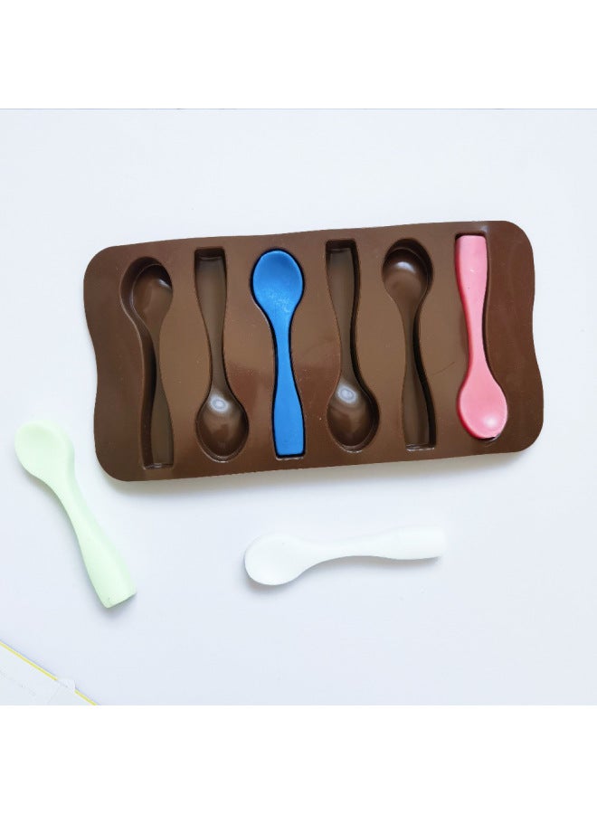 6-piece Soup Spoon Chocolate 358 Fondant Silicone Mold Candy Pudding Dessert Mold Cake Decoration Baking Utensils-Color:Rice Powder - Image 3