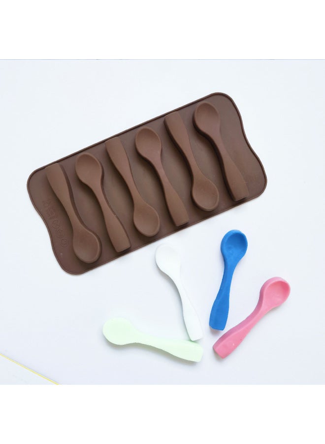 6-piece Soup Spoon Chocolate 358 Fondant Silicone Mold Candy Pudding Dessert Mold Cake Decoration Baking Utensils-Color:Rice Powder - Image 4