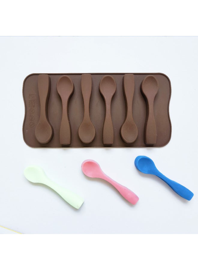 6-piece Soup Spoon Chocolate 358 Fondant Silicone Mold Candy Pudding Dessert Mold Cake Decoration Baking Utensils-Color:Rice Powder - Image 2