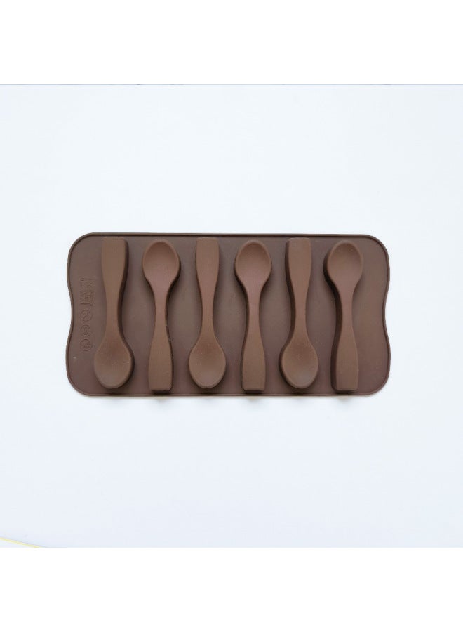 6-piece Soup Spoon Chocolate 358 Fondant Silicone Mold Candy Pudding Dessert Mold Cake Decoration Baking Utensils-Color:Rice Powder - Image 5