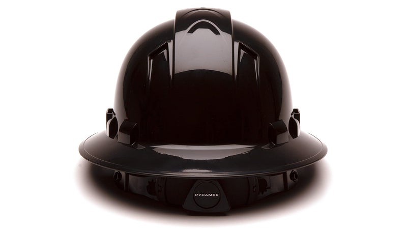 Ridgeline Pyramex Safety Ridgeline Full Brim Hard Hat, Vented, 4 Point Ratchet Suspension, Black, Medium - Image 3