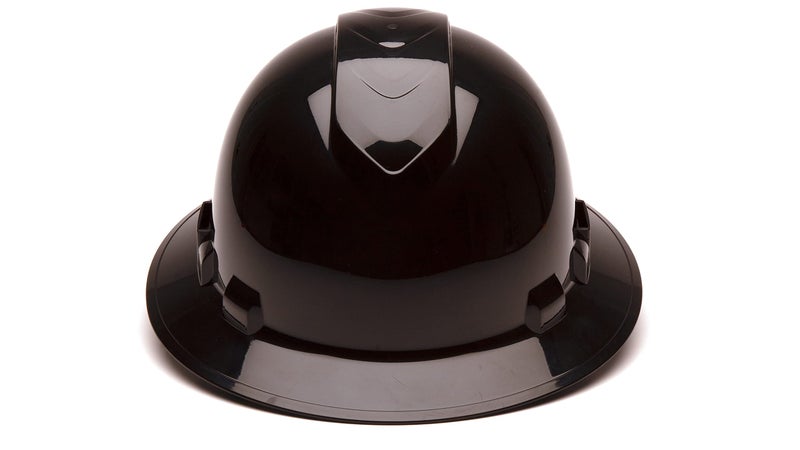 Ridgeline Pyramex Safety Ridgeline Full Brim Hard Hat, Vented, 4 Point Ratchet Suspension, Black, Medium - Image 2