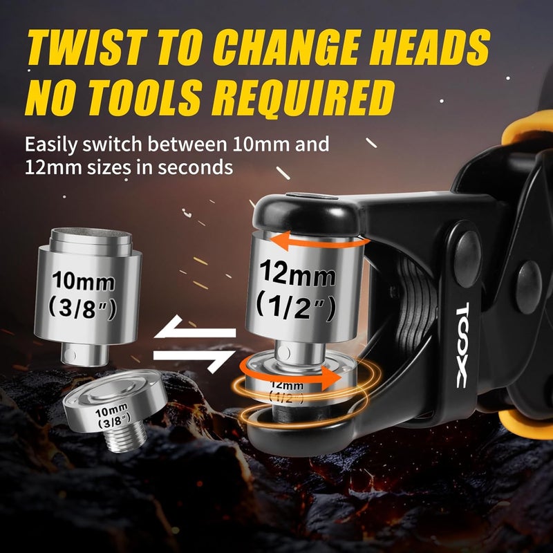 XOOL 2-in-1 Grommet Tool Kit, 1/2" & 3/8" 12mm&10mm Twist-Change Heads, Leathercraft Punching Tool with Magnetic System for Canvas, Leather, Tarps, DIY - 400PCS Grommets & Washers Included - Image 4