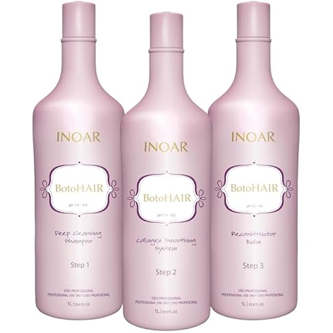Inoar BOTOHAIR COLLAGEN SMOOTHING SYSTEM WITH KERATIN, DEEP CLEANSING SHAMPOO, COLLAGEN SMOOTHING SYSTEM & RECONSTRUCTOR BALM, 33.8 FL OZ EACH - Image 1