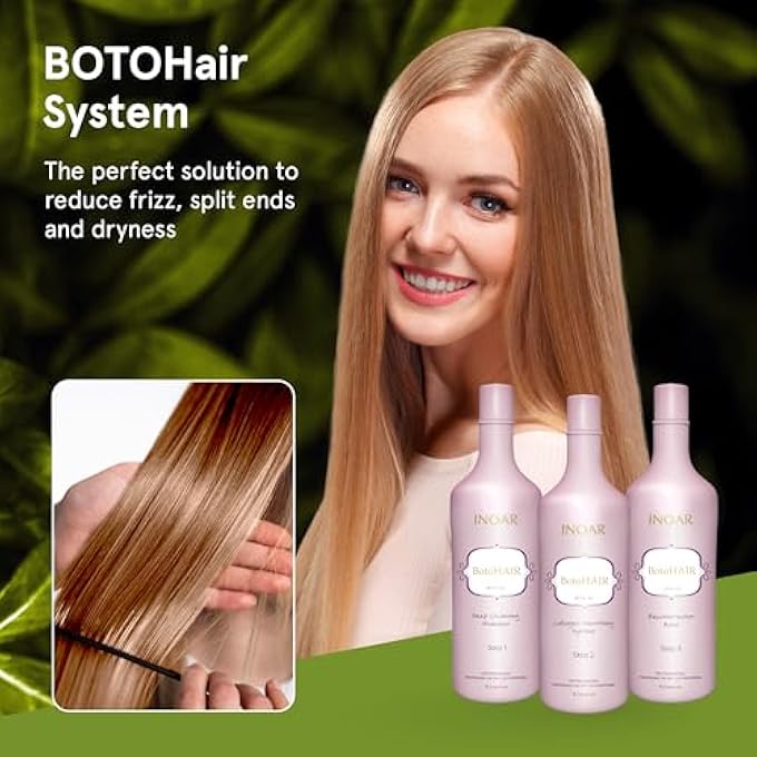 Inoar BOTOHAIR COLLAGEN SMOOTHING SYSTEM WITH KERATIN, DEEP CLEANSING SHAMPOO, COLLAGEN SMOOTHING SYSTEM & RECONSTRUCTOR BALM, 33.8 FL OZ EACH - Image 3