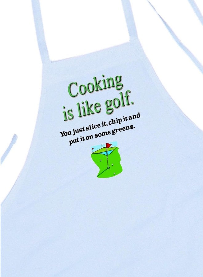 CoolAprons Funny Apron For Golfers Cooking Is Like Golf, Sarcastic White Chef Aprons - Image 2