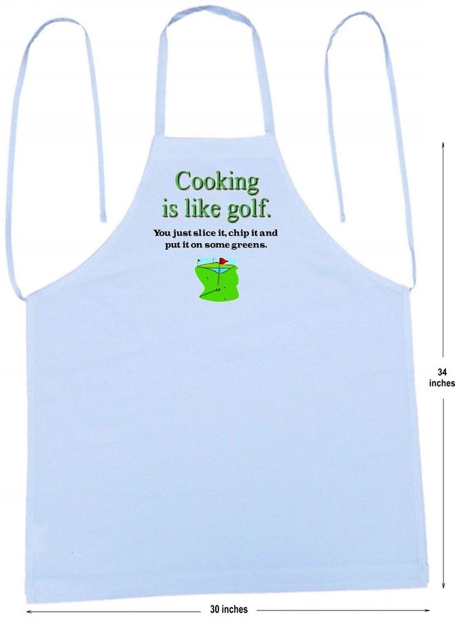 CoolAprons Funny Apron For Golfers Cooking Is Like Golf, Sarcastic White Chef Aprons - Image 4