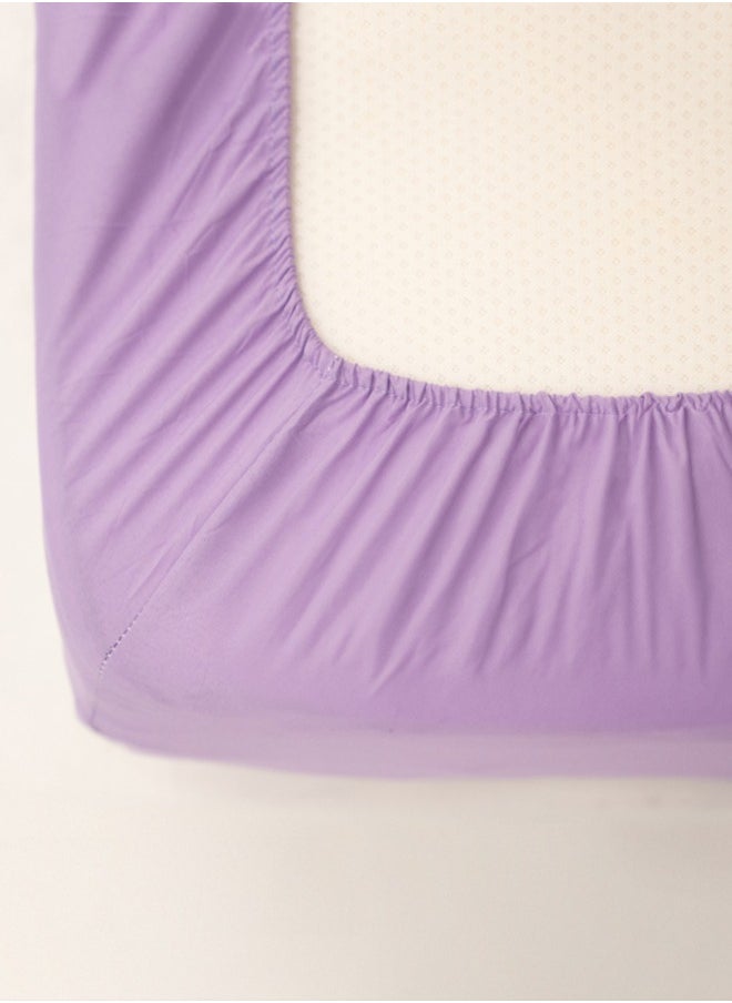 American Linen King Plain Fitted Sheet with 2 Pillow Case 200 x 200 Cm Lavender  - Image 3