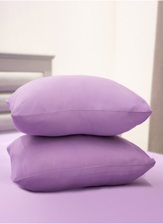 American Linen King Plain Fitted Sheet with 2 Pillow Case 200 x 200 Cm Lavender  - Image 4