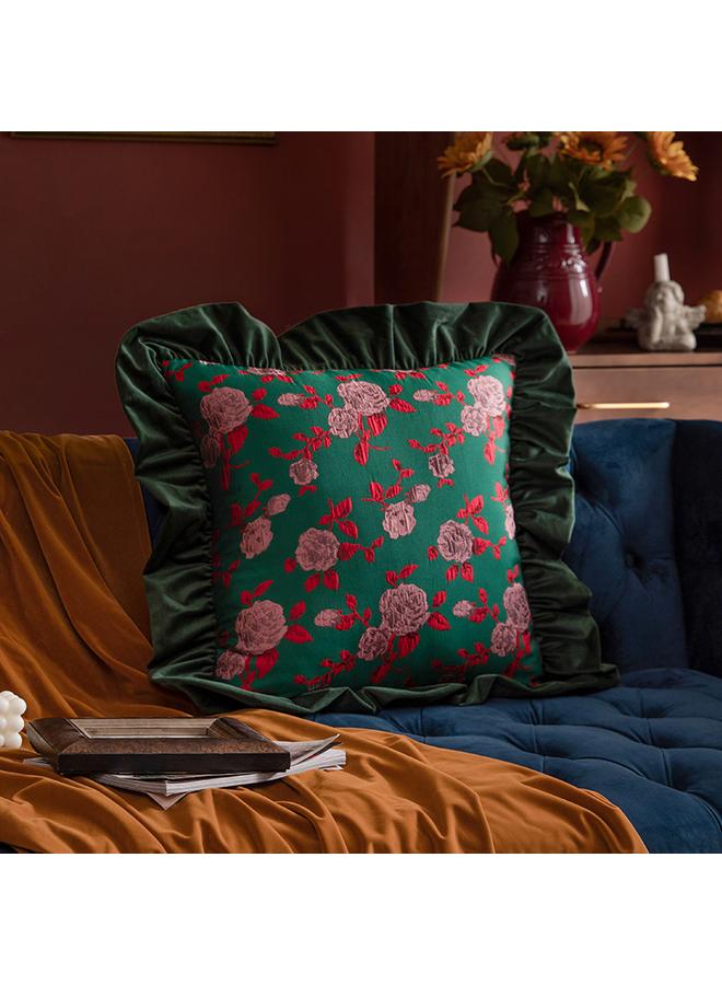 Bluejw Ruffled Sofa Pillowcase Living Room Pillowcase Light Luxury Vintage Rose Pillow High-grade Velvet Soft Bag Bedside  - Image 3