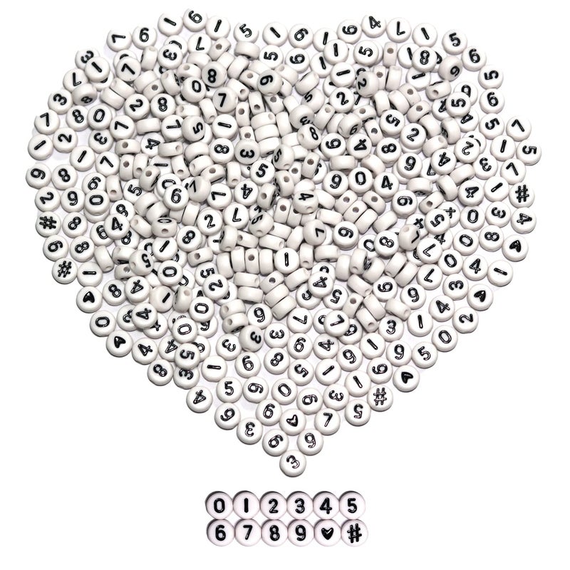 Melius 500Pcs Acrylic Number Beads for Jewelry Making, DIY Necklaces, Key Chains, Bracelets (4x7 Round, White) - Image 4