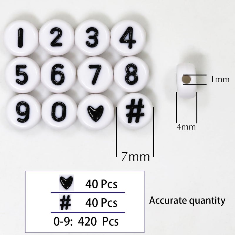 Melius 500Pcs Acrylic Number Beads for Jewelry Making, DIY Necklaces, Key Chains, Bracelets (4x7 Round, White) - Image 3