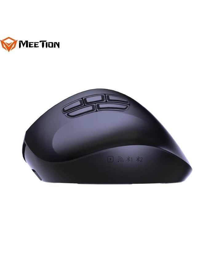 MEETION Triple Mode Ergonomic Mouse BTM660 9 Customizable Buttons Whisper Quiet Clicks Adjustable 4 levels DPI Smart Light Indicators Dual-OS Compatibility - Image 4