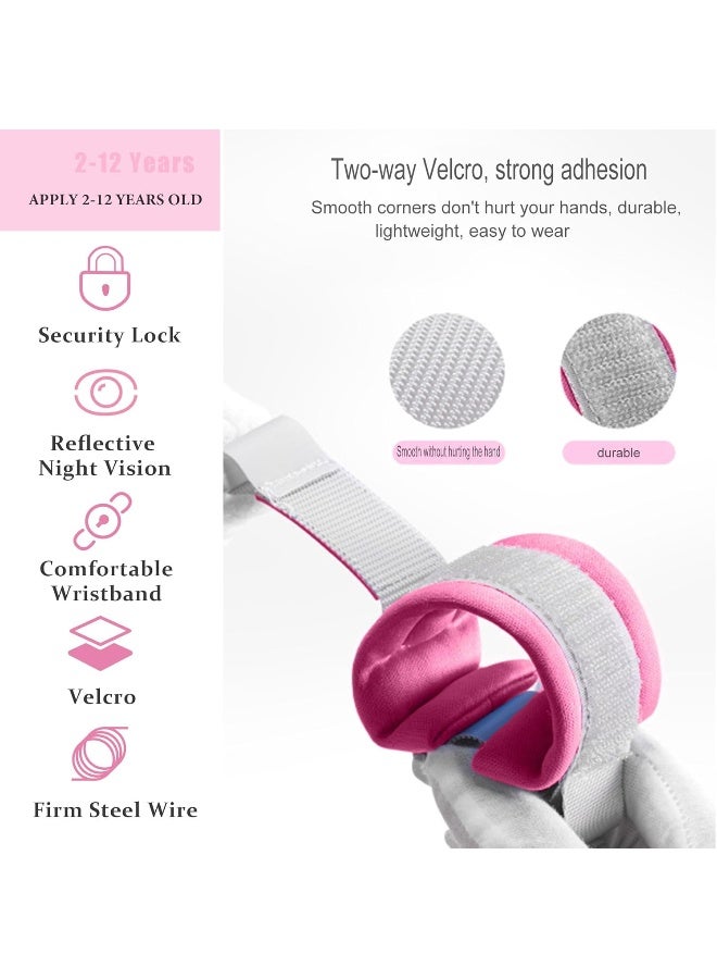 WSZCML Toddler Harness Walking Leash- Child Anti Lost Wrist Link - Child Safety Harness - Upgrade with Reflective(6.5ft) - for Boys and Girls, Not Easy to Open Without Key (Pink) - Image 4
