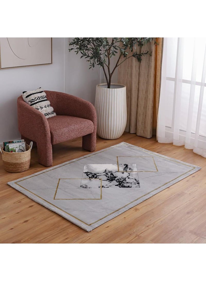 DANUBE HOME Venice Modern Transitional Rug  Polyester Area Rug Floor Covering L340xW240cm-Black & White  - Image 4