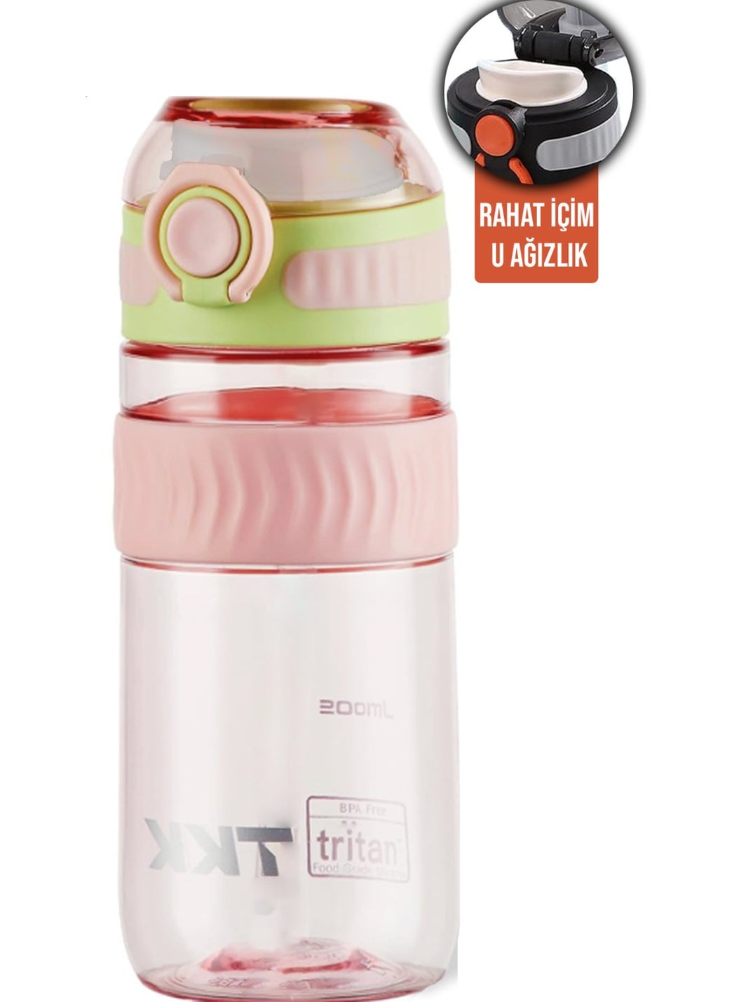 Vagonlife - Tkk 550 ml Comfortable Drinking (U Mouth) Bpa Free Tritan Water Bottle with Carrying Handle FFTKK1016-550ML - Image 1