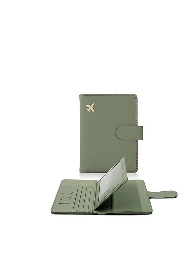 Generic Travel Wallet PU Leather Passport Holder Card Slots Passport Cover for Women Men (Green)  - Image 1
