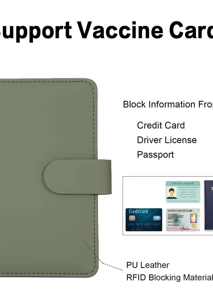 Generic Travel Wallet PU Leather Passport Holder Card Slots Passport Cover for Women Men (Green)  - Image 5