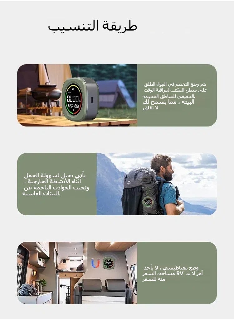 New K5A Portable Carbon Monoxide Detector, Outdoor Camping Essential, CO, Temperature & Humidity Trifecta Sensor, Extra Long Battery Life up to 144 Hours